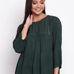 Mayra Women Green Self Design Top-image-16