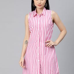 VARUSHKA Striped Shirt Dress-image-29