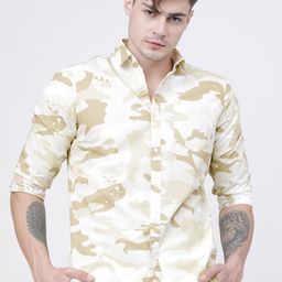 HIGHLANDER Men Beige & White Slim Fit Printed Casual Shirt-image-30
