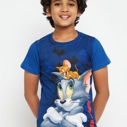Tom & Jerry Boys Blue Printed Round Neck T-shirt-image-68