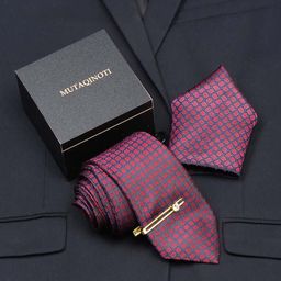 MUTAQINOTI Men Silk Necktie Accessory Gift Set-image-60