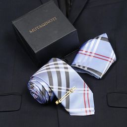 MUTAQINOTI Men Silk Necktie Accessory Gift Set-picture-3