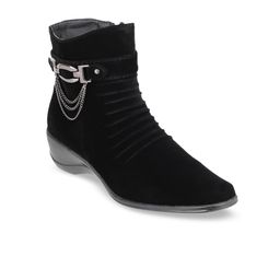 SHUZ TOUCH Women Black Solid Heeled Boots-image-82