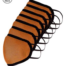 Apsis Adults Pack Of 7 Orange & Black Solid 3-Ply Anti-Pollution Reusable Cloth Face Masks-53