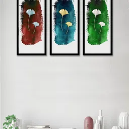 Art Street Set Of 3 Green & Blue Floral & Botanical Printed Framed Wall Art-13