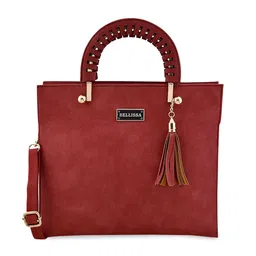 Bellissa Maroon Solid Multi Compartment Spacious Handheld Bag-image-53