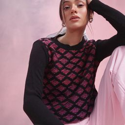 DressBerry Geometric Self Design Pullover-13