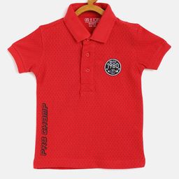 Gini and Jony Infant Boys Red & Navy Blue Ditsy Print Polo Collar Cotton T-shirt-image-69