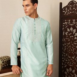 House of Pataudi Floral Embroidered Sequinned Straight Jashn Kurta-46