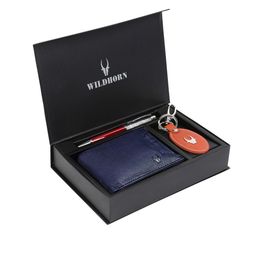 WildHorn Men Blue & Orange RFID Protected Genuine Leather Accessory Gift Set-image-70