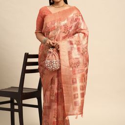 Sztori Floral Zari Silk Cotton Banarasi Saree-image-79