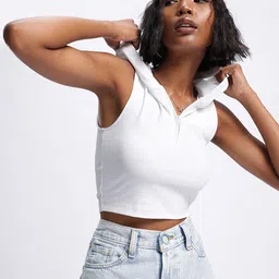 glitchez Edgy Rib Knit Hooded Crop Top-image-52