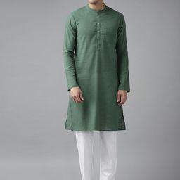 See Designs Men Green Regular Pure Cotton Kurta with Pyjamas-29