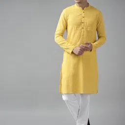See Designs Men Yellow Regular Pure Cotton Kurta with Pyjamas-picture-17