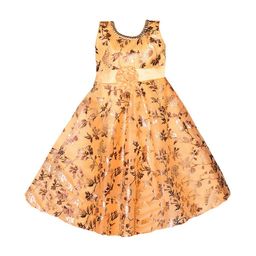 Wish Karo Girls Mustard Orange Fit and Flare Dress-image-12