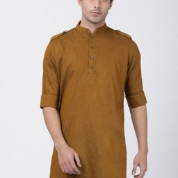 VASTRAMAY Men Coffee Brown Thread Work Kurta-picture-23