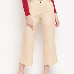 Kvsfab Women Cream-Coloured Regular Fit Solid Culottes-picture-6