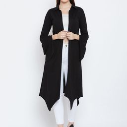 Hypernation Black Solid Open Front Shrug-57