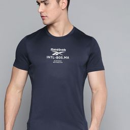 Reebok Men Navy Blue Prime Brand Logo Print  Sustainable Speedwick Training T-shirt-image-82
