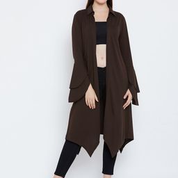Hypernation Brown Solid Open Front Shrug-2
