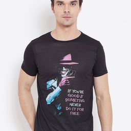 Wear Your Mind Men Black Printed Round Neck T-shirt-image-61