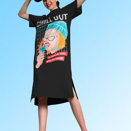 Athena Printedd T-shirt Dress-image-84