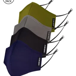 FLYING BERRY Unisex Pack Of 4 3-Ply Reusable Adjustable Cotton Cloth Masks-11