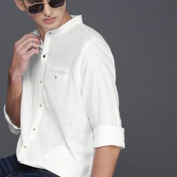 WROGN Men White Slim Fit Self Design Casual Shirt-picture-41