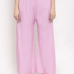 TAG 7 Women Pink Solid Flared Palazzos-image-13