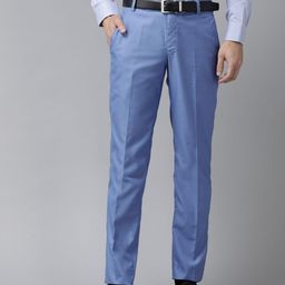 Hangup Men Blue Solid Regular Fit Formal Trousers-image-81