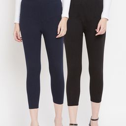 Tulsattva Women Pack Of 2 Solid Three-Fourth Length Leggings-picture-53