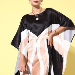 StyleStone Women Black Colourblocked New Age Kaftan Dress-image-90