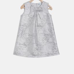 MINI KLUB Girls Grey Self Design A-Line Dress-5