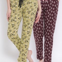 Kanvin Women Pack Of 2 Printed Cotton Lounge Pants-image-68