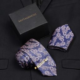MUTAQINOTI Men Printed Necktie Accessory Gift Set-picture-5