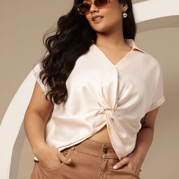 Sztori Plus-Size Extended Sleeves Twisted Crop Top-picture-54