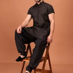 SHIWAM ETHNIX Men Floral Printed Kurta with Salwar-picture-30