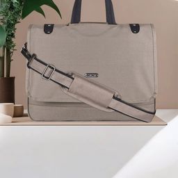 LOREM Men Grey Textured Laptop Bag-5