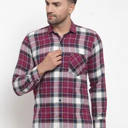 Purple State Men Multicoloured Slim Fit Checked Casual Shirt-image-66