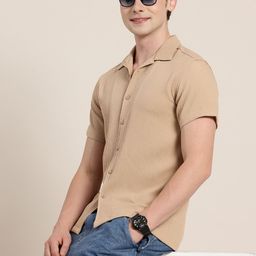 HERE&NOW Opaque Self Design Textured Casual Shirt-image-65