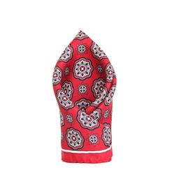 Alvaro Castagnino Red & White Printed Silk Pocket Square-image-80