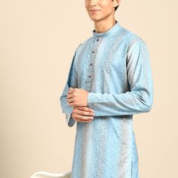 MANQ Men Ethnic Motifs Printed Regular Sequinned Kurta with Churidar-7