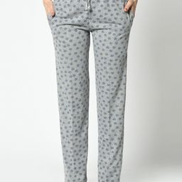 VIMAL JONNEY Women Grey Melange & Blue Printed Lounge Pants-12