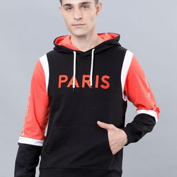 HIGHLANDER Men Black & Orange Printed Hooded Sweatshirt-image-69
