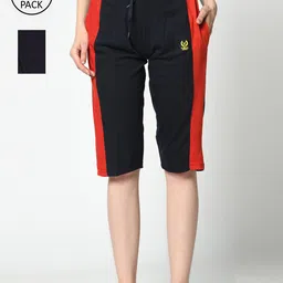 VIMAL JONNEY Women  Pack Of 2 Navy Blue & Black Lounge Shorts-image-69