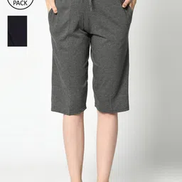 VIMAL JONNEY Women Grey & Black 2 Lounge Shorts-picture-30