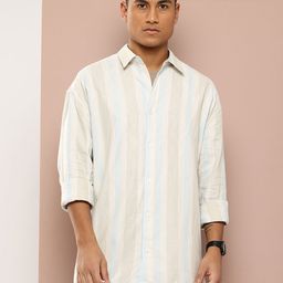 Harvard Men Stripe Textured Pure Cotton Shirt-image-6
