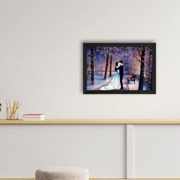 eCraftIndia Blue & Orange Valentine Theme Satin Matte Texture UV Wall Painting-image-9