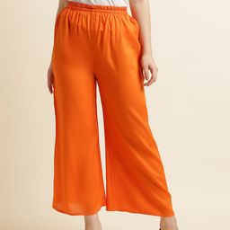 Fabclub Women Orange Solid Ethnic Palazzos-image-67