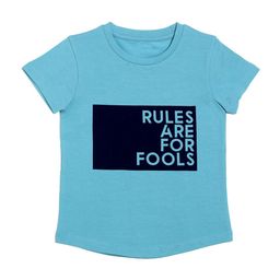 DOOR74 Kids Blue Printed Round Neck T-shirt-image-92